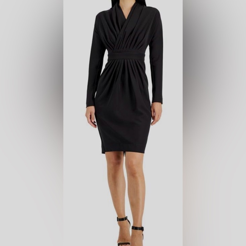 Donna Karan Elegant Black Long Sleeve Dress